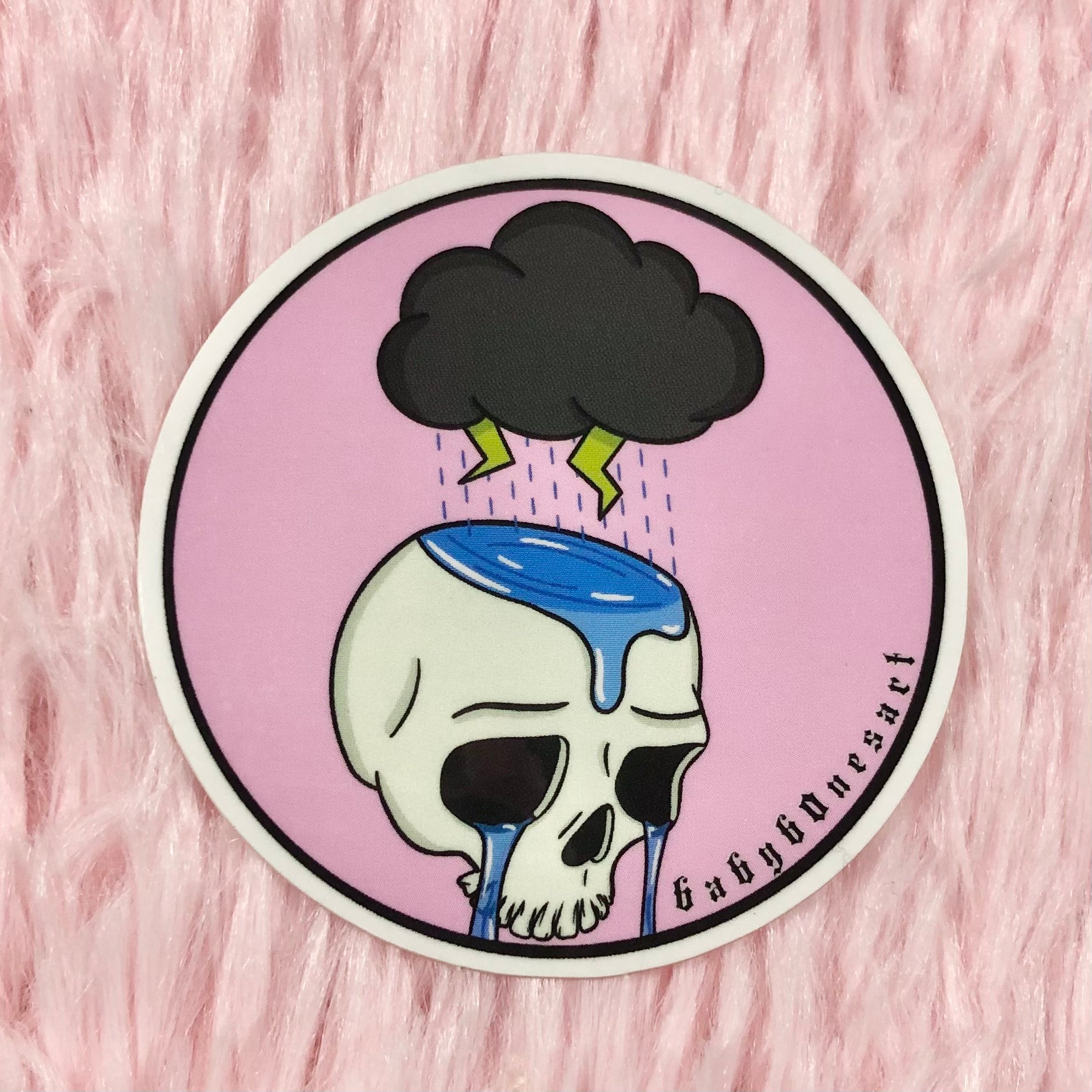 rainy day skull sticker